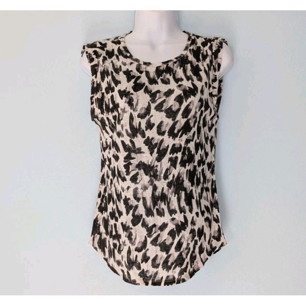 Ann Taylor Loft Linen Top Women's XS Flutter Sleeve Black White NEW